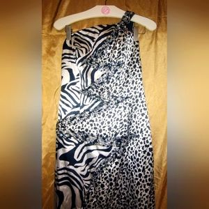 Kiss Kiss mixed animal print formal maxi dress